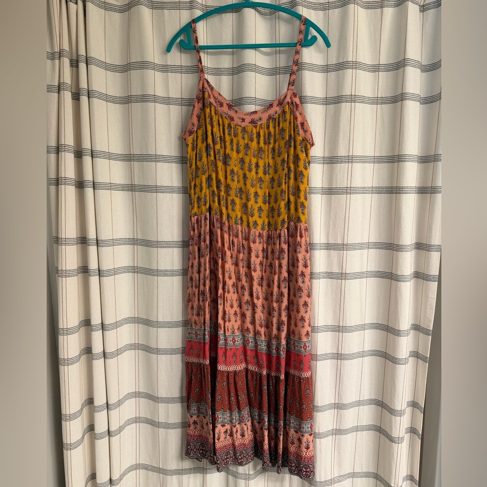 Knox Rose Mustard and Coral Midi Dress